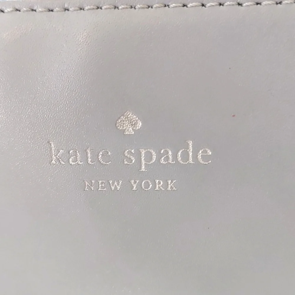 Kate Spade Tote Bag,‎ Grey, Leather, Zip Top, Roomy Monogramed Lined Interior